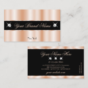 Carte De Visite Luxueux Rose Gold Black Sparkle Jewels Luxe Glam