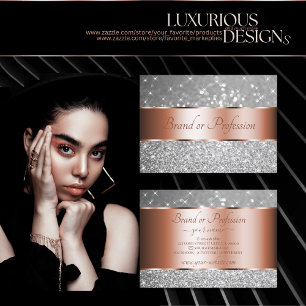 Carte De Visite Luxueux Rose Gold Parties scintillant argent Étoi
