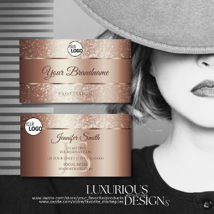 Carte De Visite Luxueux Rose Gold Sparkle Parties scintillant Init