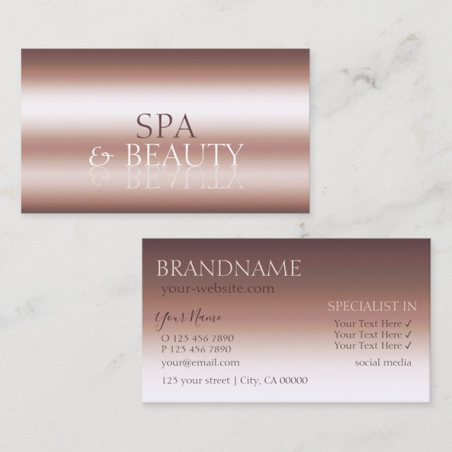 Carte De Visite Luxueux Rose Gold Stylish Mirror Font Professional (Devant / Derrière)