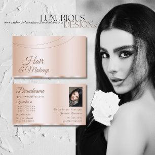 Carte De Visite Luxueux Rose or glamour avec photo stylish