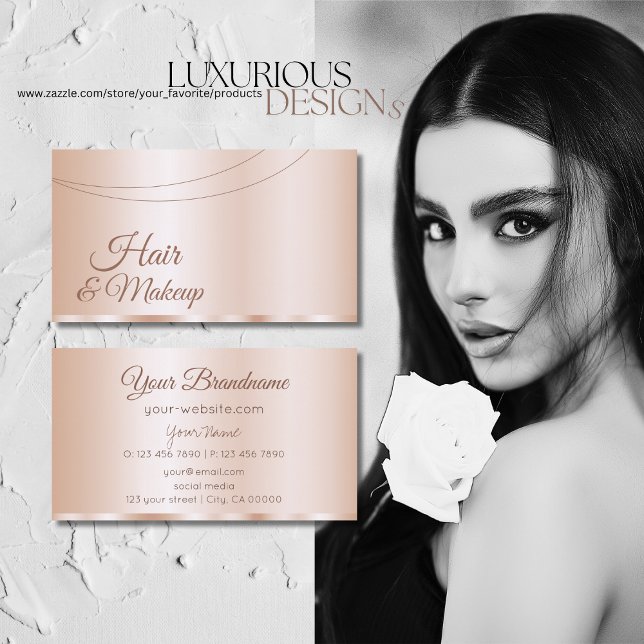 Carte De Visite Luxueux Rose Or Glamour Professionnel Simple (Créateur téléchargé)