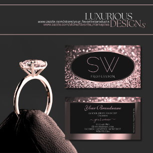 Carte De Visite Luxueux Rose rose noir Parties scintillant étincel