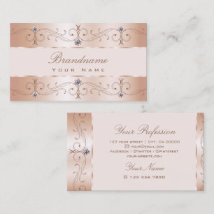 Carte De Visite Luxurieux Rose Gold Ornate Border Jewels
