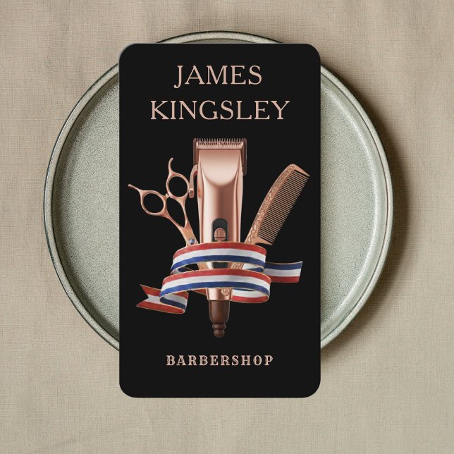 Carte De Visite Luxury Barber Studio Professional Barbershop Black (Créateur téléchargé)
