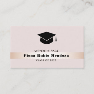 Carte De Visite Luxury Chic Rose Gold Graduation cap Nom Insérer