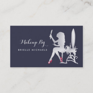 Carte De Visite Luxury FAUX Silver Woman maquillage Artiste Chauss