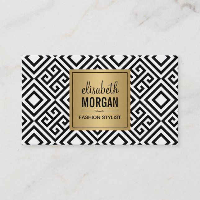 Carte De Visite Luxury Gold Black et Abstrait Motif géométrique (Devant)