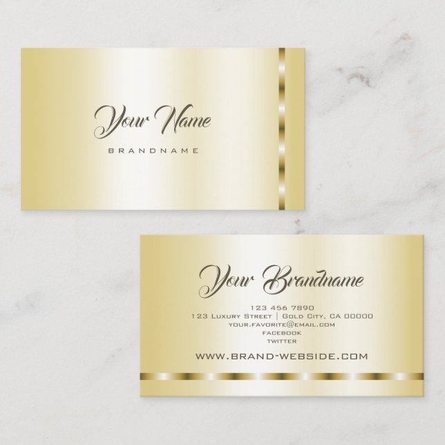 Carte De Visite Luxury Gold Effet Modèle Marketing professionnel (Devant / Derrière)