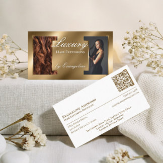 Carte De Visite Luxury Gold Professional Hair Extensions Photos
