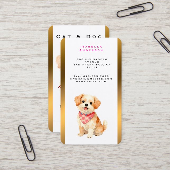 Carte De Visite Luxury Grooming Pet Personalized Modern Collection (Devant/Arrière en situation)
