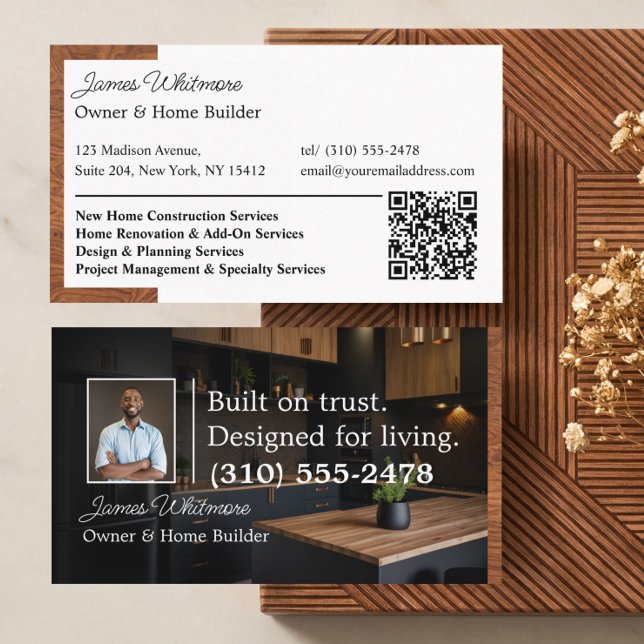 Carte De Visite Luxury Home Renovation Home Builder Photo Qr Code (Luxury Home Renovation Home Builder Phot Qr Code Business Card)
