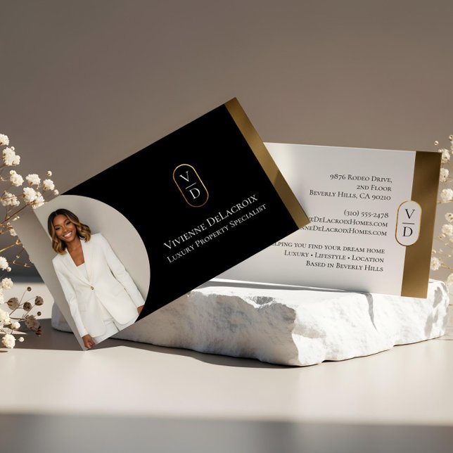 Carte De Visite Luxury Modern Gold Arch Monogram Real Estate Photo (Luxury Modern Gold Arch Monogram Real Estate Photo Business Card)