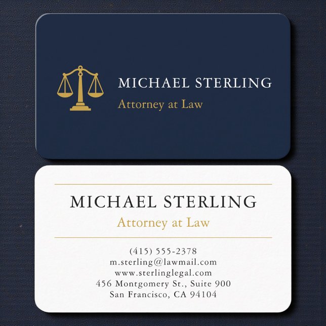 Carte De Visite Luxury Navy Gold Attorney & Counselor at Law (Créateur téléchargé)