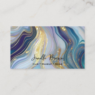 Carte De Visite Luxury Opalescent & Gold Glitter Marbled 