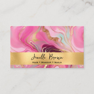Carte De Visite Luxury Pink Marble and Gold Foil