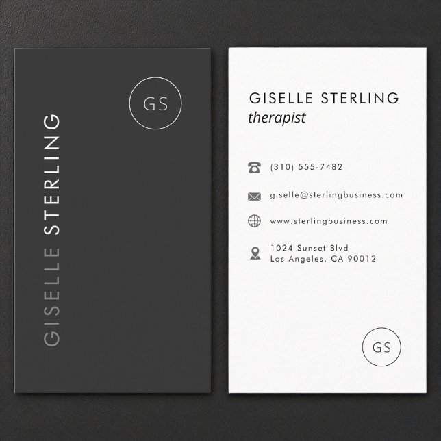 Carte De Visite Luxury Therapist Black Minimalist Modern (Créateur téléchargé)