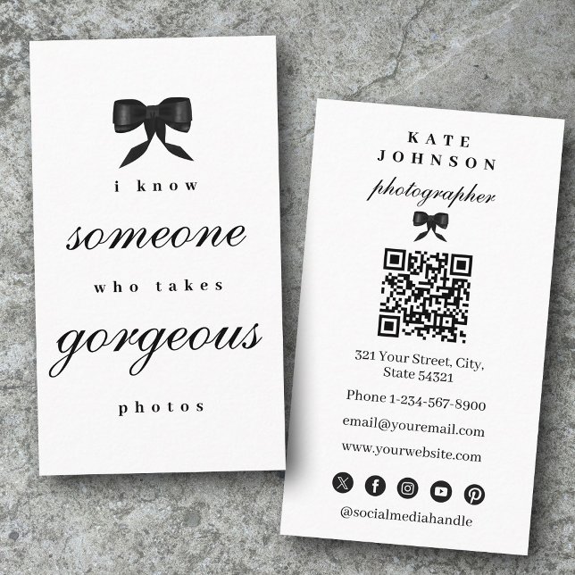 Carte De Visite Luxury Unique  Elegant Photographer QR Code (Luxury Unique Elegant Photographer QR Code Business Card)