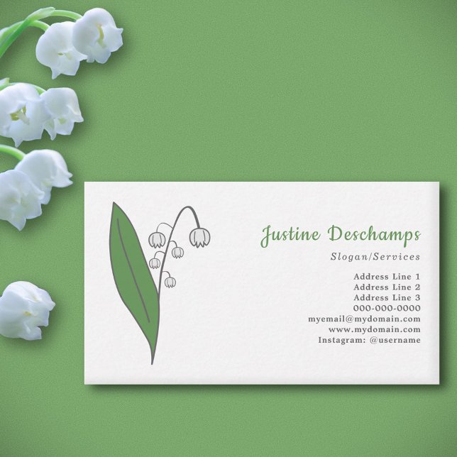 Carte De Visite Lys botanique de la Fleur de Vallée Pastel (Botanical Lily of the Valley Business Card)