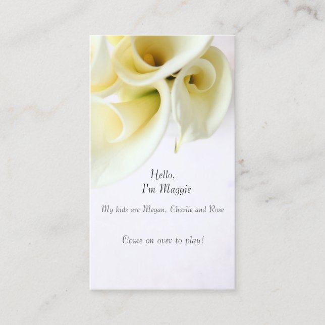 Carte De Visite Lys Calla avec espace texte (Devant)