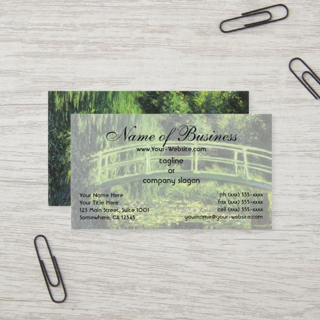 Carte De Visite Lys d'eau blanche par Claude Monet (Devant/Arrière en situation)