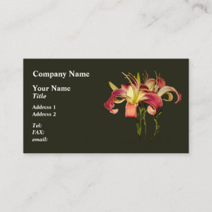 Carte De Visite Lys Rose Foncé Avec Centres Jaunes