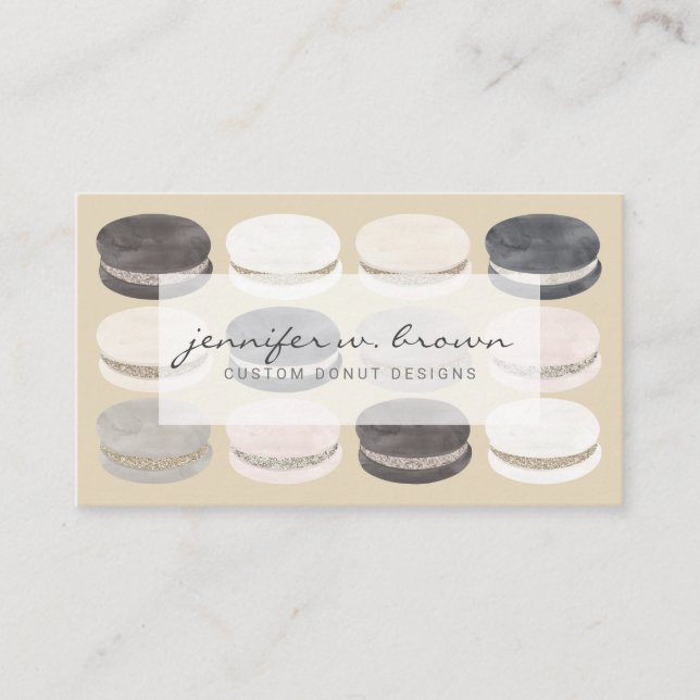 Carte De Visite Macaron Cookies Sweets Dessert Bakery Shop (Devant)