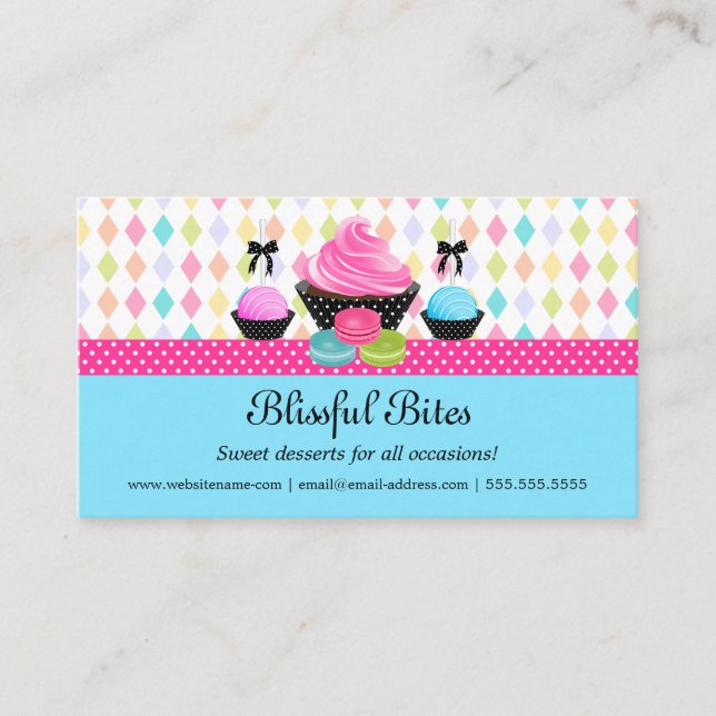 Carte De Visite Macaron de gâteaux de cupcake (Devant)