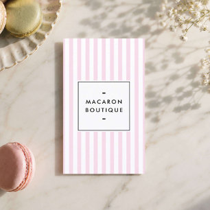 Carte De Visite Macaronnerie aux rayures roses rétro