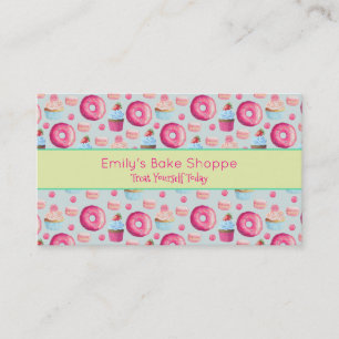 Carte De Visite Macarons À Bain Et Motif À Cupcake En Aquarelle