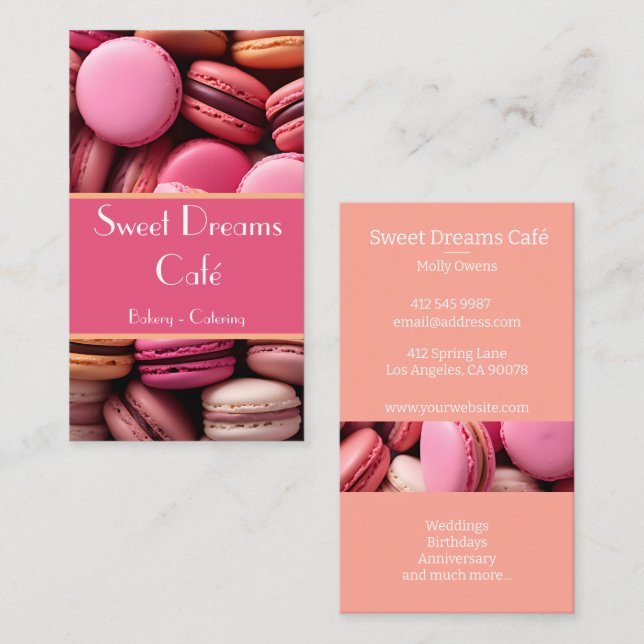 Carte De Visite macarons colorés boulangerie arrière - plan (Devant / Derrière)