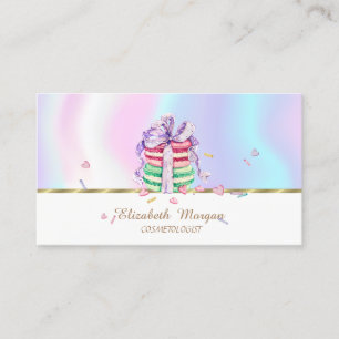 Carte De Visite Macarons élégants à rayures de faux or