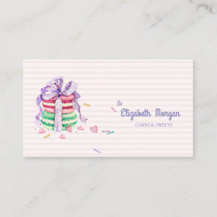 Carte De Visite Macarons Élégants Modernes, Friandises, Rayés