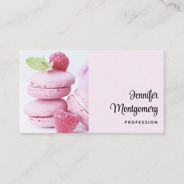 Carte De Visite Macarons framboises roses Pâtisserie française (Devant)
