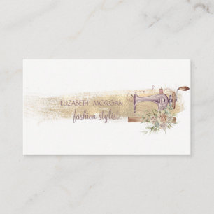 Carte De Visite Machine à coudre Faux Gold Foil Broke, Blanc