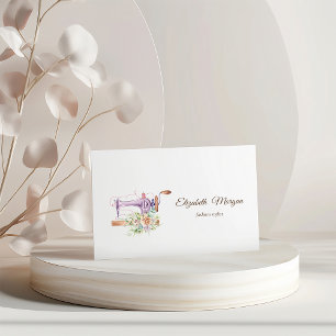 Carte De Visite Machine à coudre florale à aquarelle simple