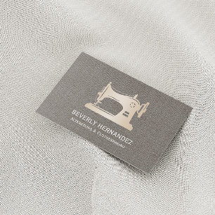 Carte De Visite Machine à coudre Or Seamstress Linge gris