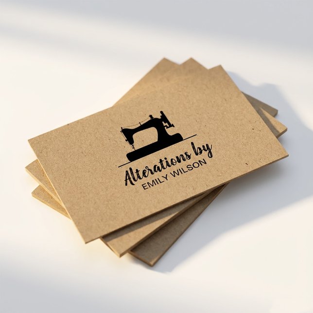 Carte De Visite Machine à coudre Papier d'artisanat en cuir (#brownkraft #handcrafted #forcrafters #rustic #needleandthread #tailor#sewingcard#blackSewingmachine)