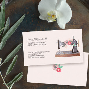 Carte De Visite Machine à coudre vintage Bohème floral rose