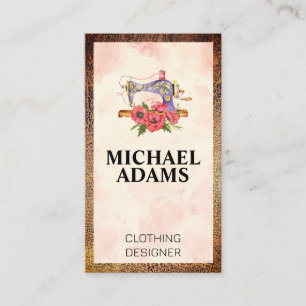 Carte De Visite Machine à coudre vintage   Bordure en cuir