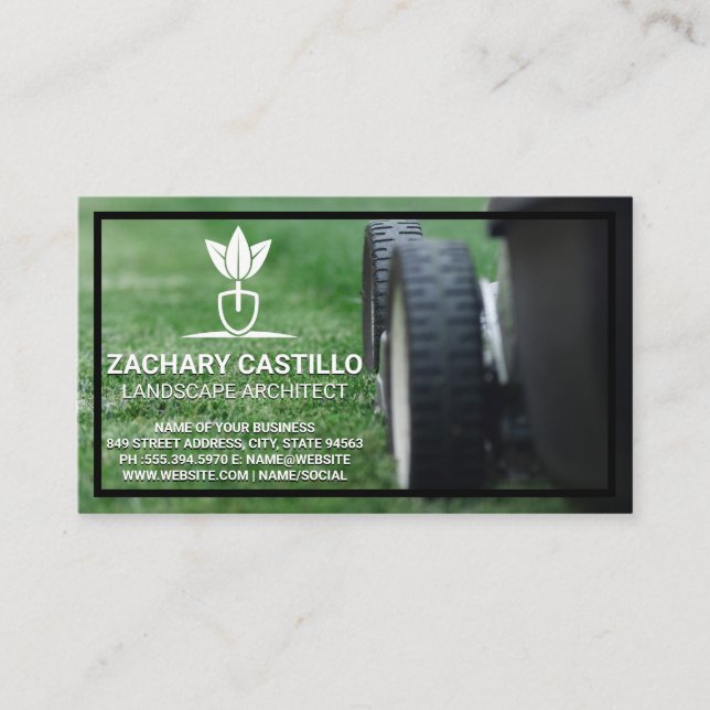 Carte De Visite Machine à gazon | Herbe | Logo de jardinage (Devant)