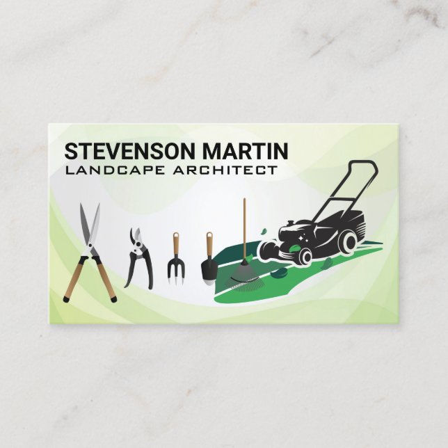 Carte De Visite Machine à gazon | Outils de jardinage | Paysagère (Devant)