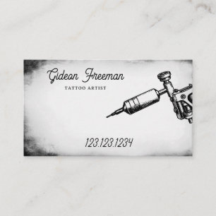 Carte De Visite Machine de tatouage noir et blanc foncé