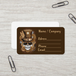 Carte De Visite Machine rétro Voodoo à vapeur crâne
