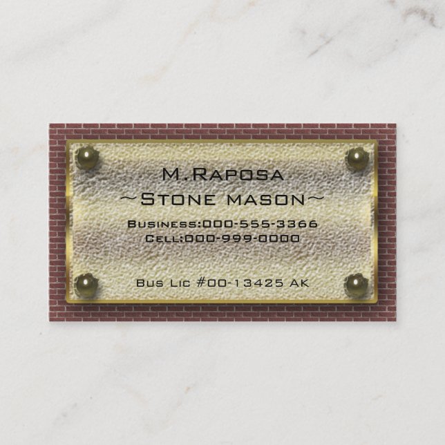 Carte De Visite maçon en pierre (Devant)