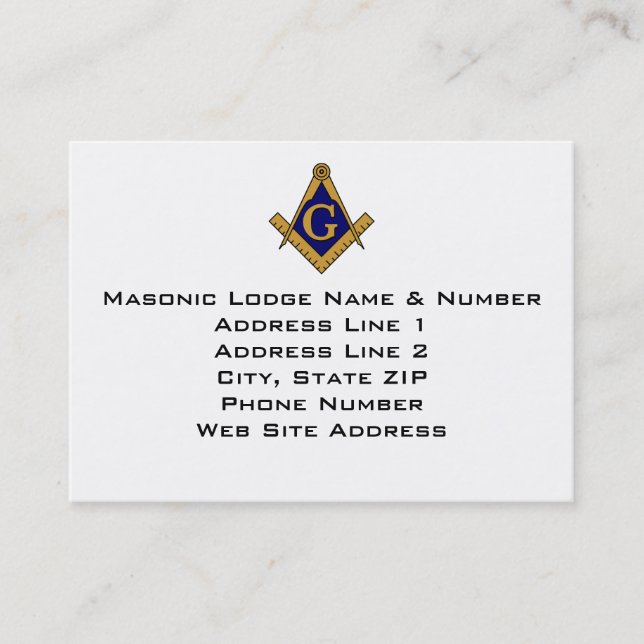 Carte de visite maçonnique de loge de style (Devant)