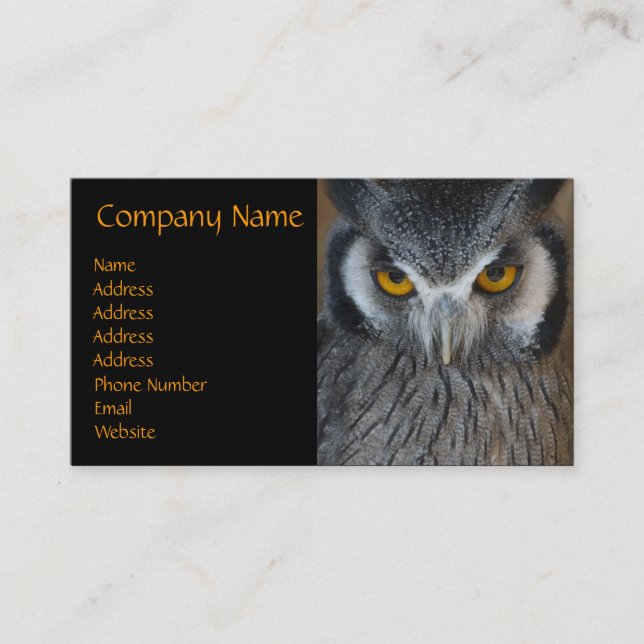 Carte De Visite Macro hibou noir et blanc (Devant)