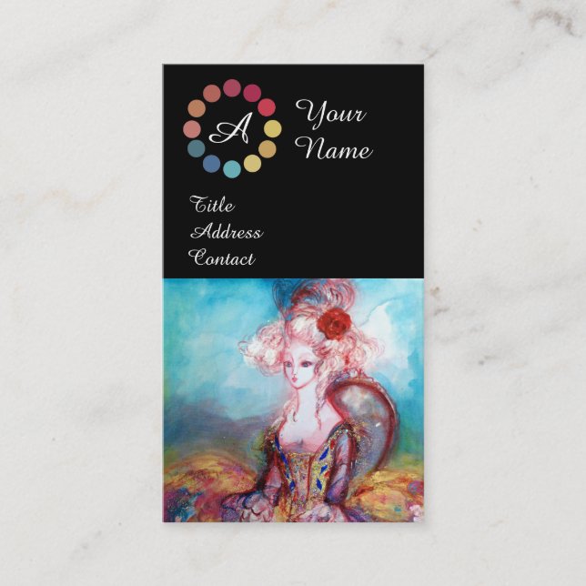 CARTE DE VISITE MADAME POMPADOUR MAKEUP PALETTE DE COULEUR ARTISTE (Devant)