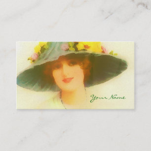 Carte De Visite Madame vintage avec le casquette de ressort