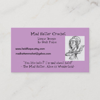 Carte De Visite madhatter, crochet fou de chapelier, conceptions